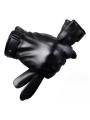  Men's Thick Fur-lined Leather Gloves with Windproof, Waterproof & Touchscreen