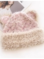 Mixed-Color Cat Ear Knit Hat, New Fluffy Beanie For Autumn And Winter