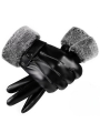  Men's Thick Fur-lined Leather Gloves with Windproof, Waterproof & Touchscreen