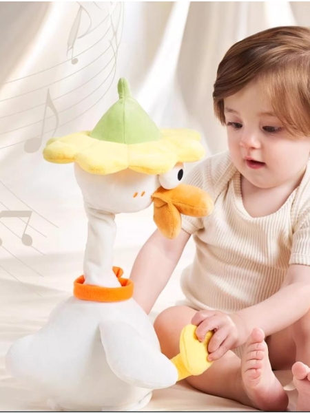 Repeat After Me Duck Plush Toy - Learning to Talk Aid & Soothing Companion for 0-3 Years Old 